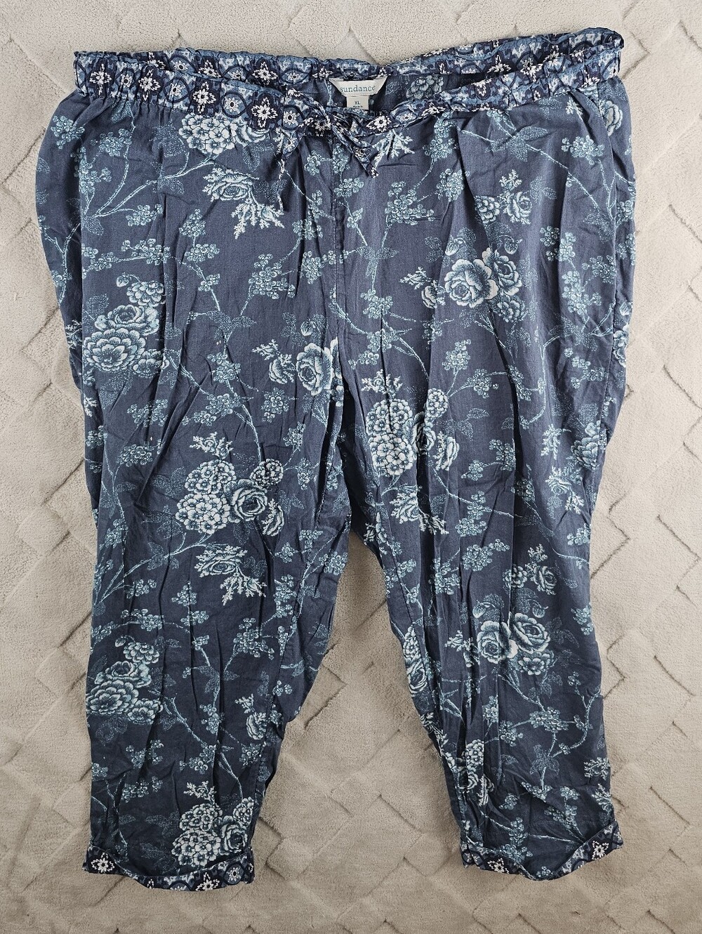 Sundance Floral Print Pants Womens Extra Large Boho Cottagecore Elastic Waist